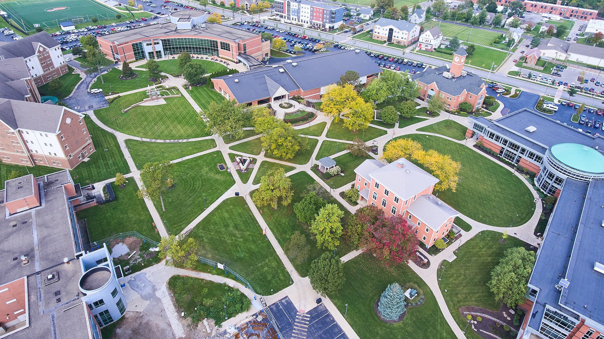 Aerial view of college showing how Carousel can reach students campus wide.